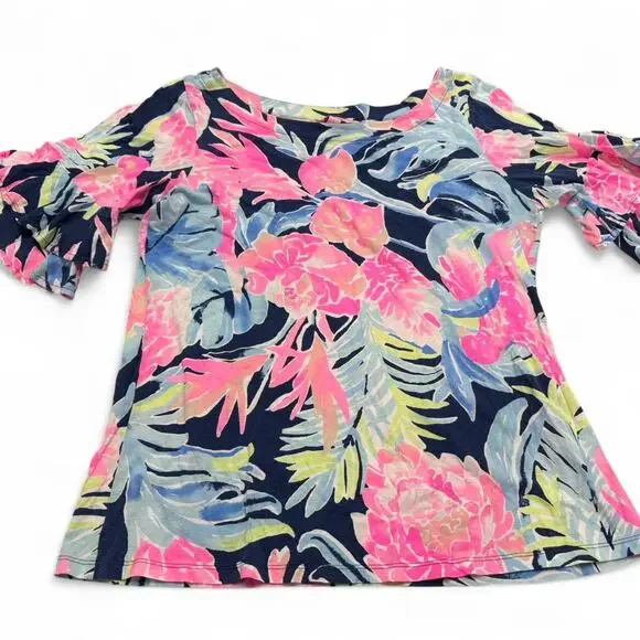 Lilly pulitzer large flutter sleeve casual t shirt - Picture 1 of 6
